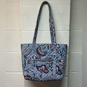 Vera Bradley Blue and Purple Quilted Tote Bag with Floral Design